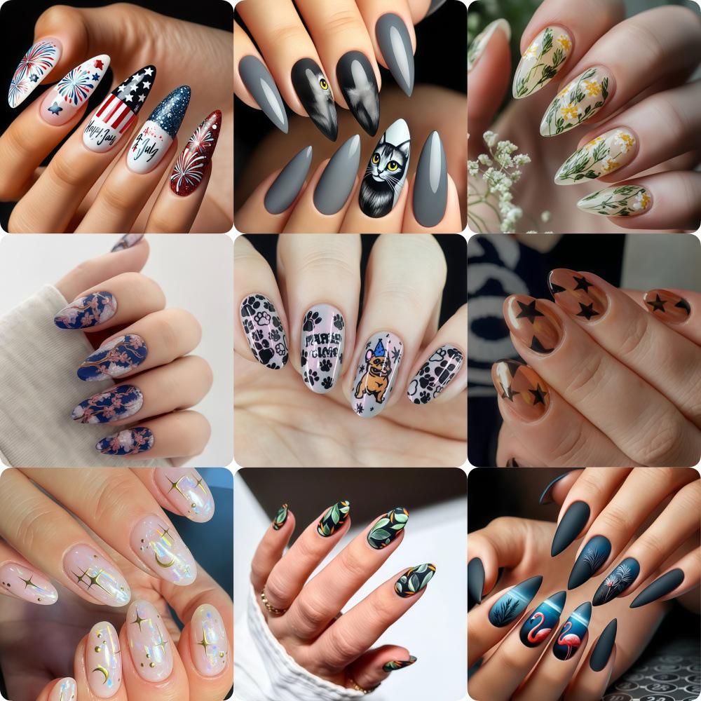 Almond Nail Set: Top-Selling Wearable Fake Nails with European  American Styles, Free Shipping