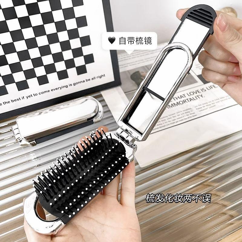 Honeyfluff - Plastic Foldable Hair Brush with Mirror