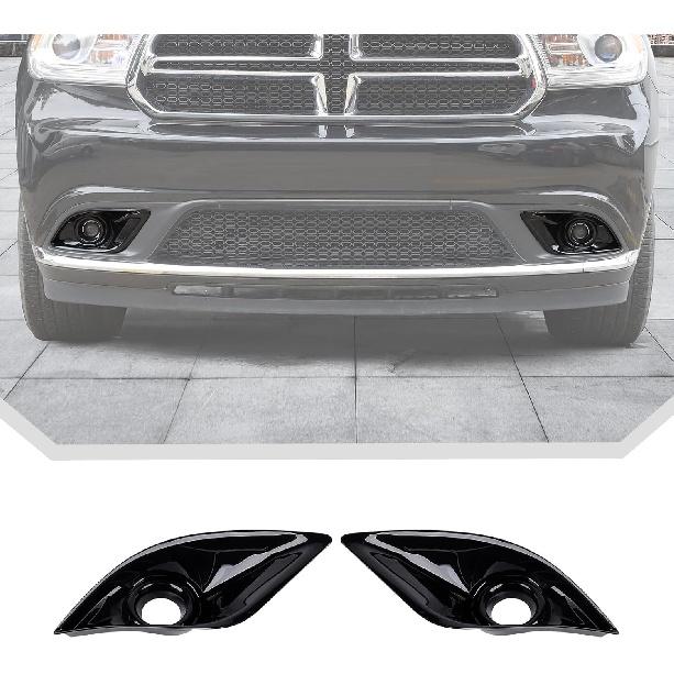 JeCar Black Front Fog Light Cover Trim Fit for Dodge Durango 2011-2020 Fog Light Bezel Trim (1Pair)