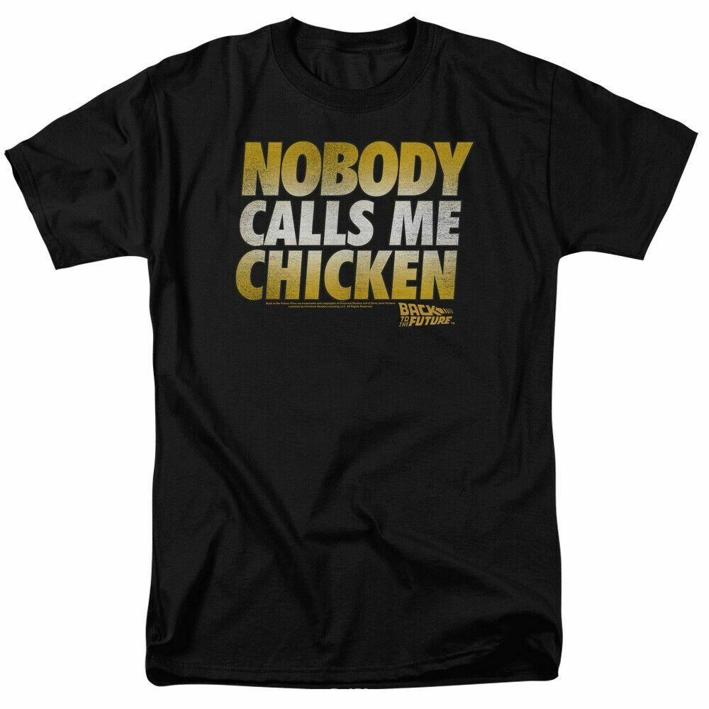 Back to the Future Chicken T-shirt Mens Licensed Retro Movie Tee Black XL