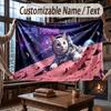 Cat Theme Throw Blanket Custom Name Text Personalized Blanket Soft Cozy Blanket for Home Sofa Bed