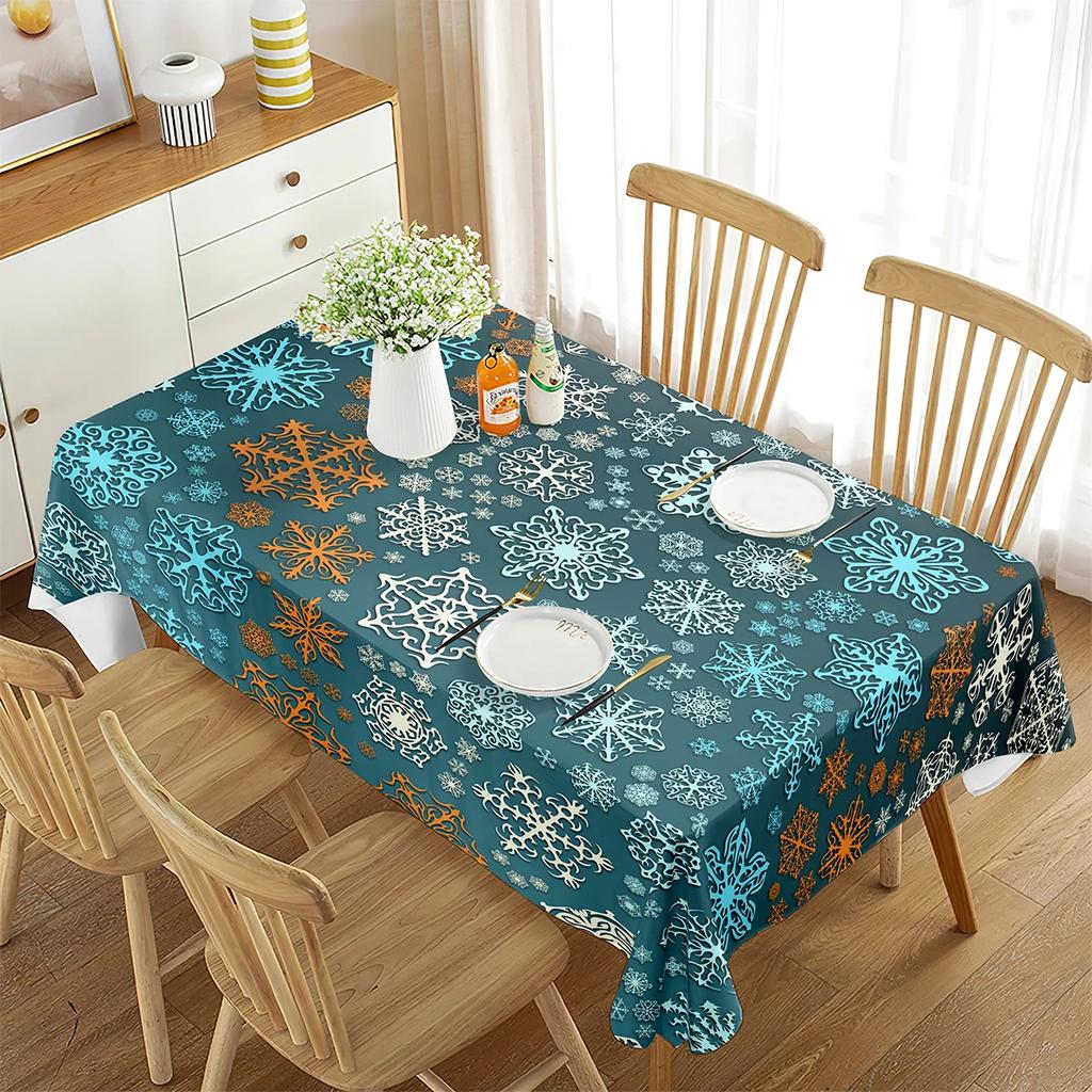 Comforter Snowflakes Tablecloth Rectangular Sparkling Home Decor White Snowflakes Tablecloth For Home Tea Table Dining Room Wedding Decor