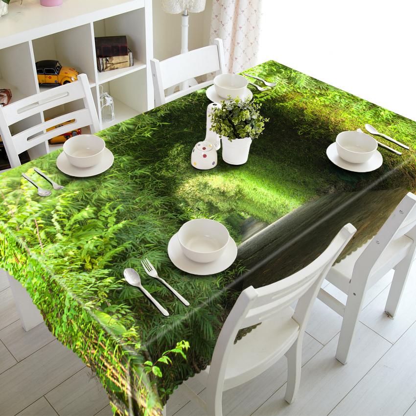 Stereo Bambo Tablecloth Chinese Style Jade Leaf Flower Washable Dustproof Thicken Cotton Cloth Rectangular And Round Table Cloth