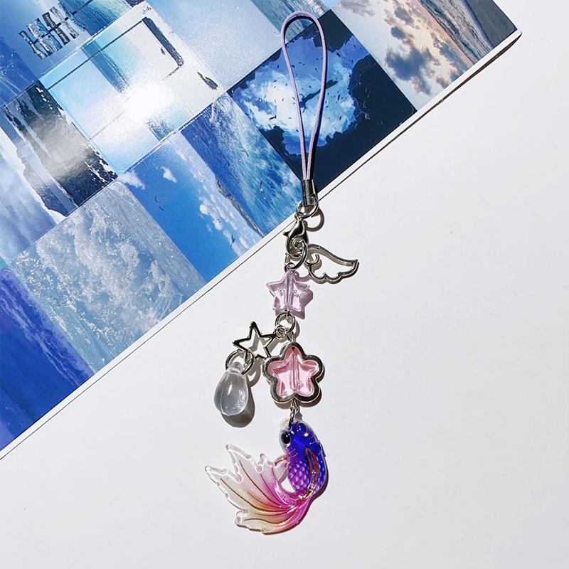 Lovely Lucky Koi Mobile Phone Pendant Chain Sweet Keychain Women Bags Accessories Gift