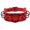 Dark Black PU Leather Punk Choker Gothic Ring Collarbone Necklace Exaggerated Fashion Accessory for Women