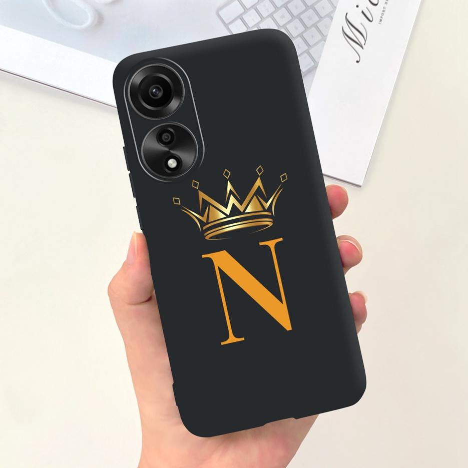 For Oppo A78 4G Case CPH2565 Cute Crown Letters Back Cover 6.43'' Shockproof Phone Case For Oppo A78 A 78 OppoA78 4G Soft Fundas