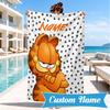 Custom Name Gar-field's Pawsome  Beach Towel Microfiber Beach Towel, Lightweight and Quick-Dry, for Summer Travel, Swimming Pool Gift