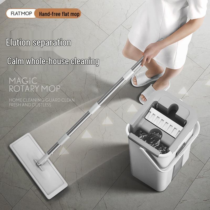 Lazy Man Hands-Free Wet & Dry Flat Mop with Integrated Wash & Scrape Bucket