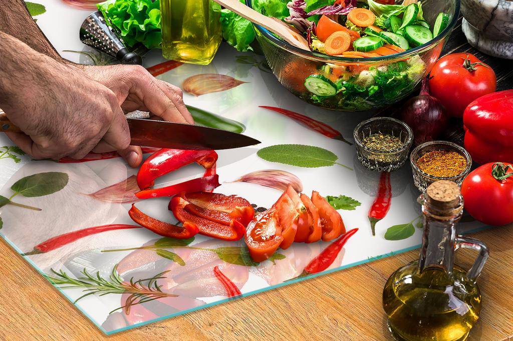 Glass Protective Plate for the Stove 70x52 Vegetables