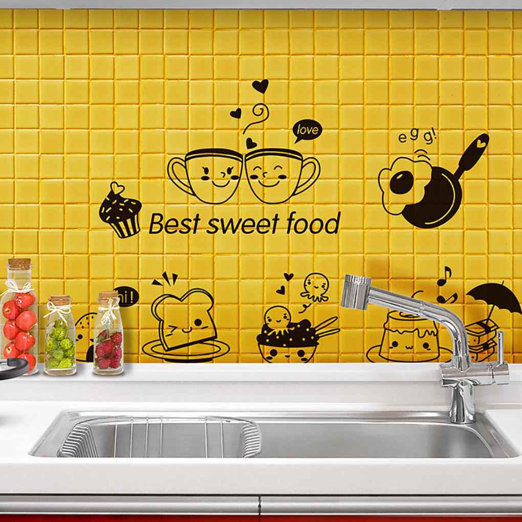 Cucina Caffè Cibo Dolce Cartone Animato Ragazza Che Cucina Fai da Te Adesivo Murale Sala da Pranzo Carta da Parati in PVC Decalcomanie Rimovibili