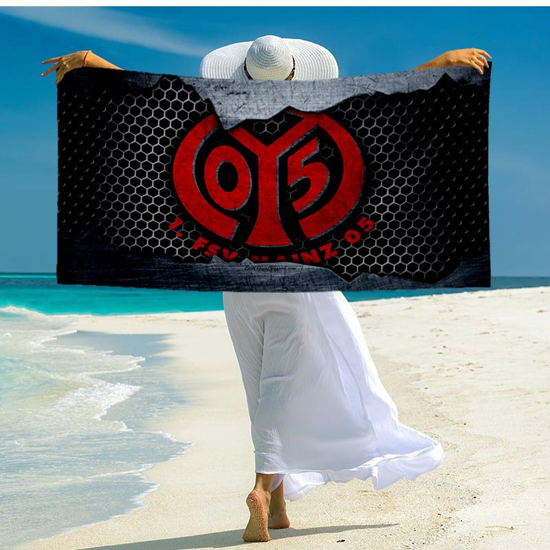 1 Stück Rotes Emblem FSV Mainz Strandtuch - Weiche, Saugfähige Mikrofaser, Leicht, Ideal für den Strand, Partys, Reisen, Camping Fan-Geschenke