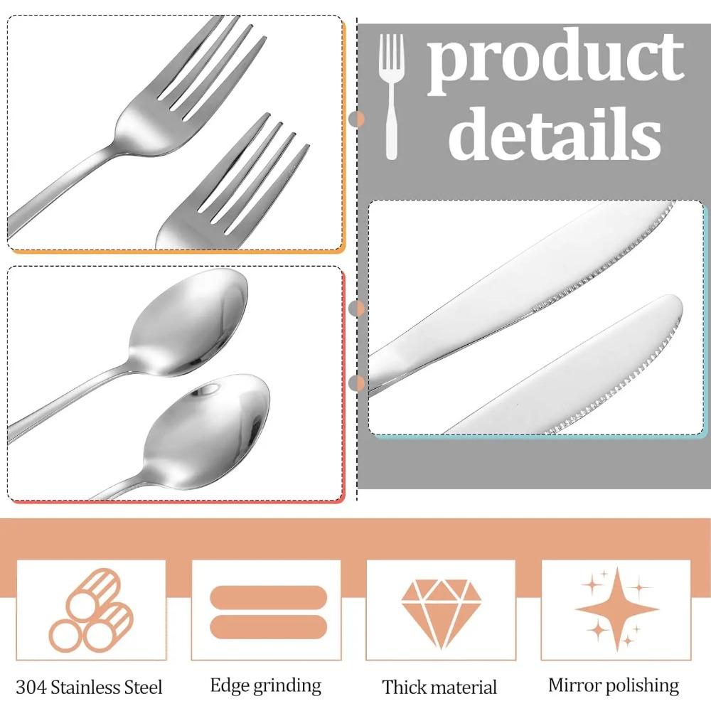 Portable Travel Utensils Set with Case Reusable Stainless Steel Silverware Flatware Camping Cutlery Include Fork Spoon Knife