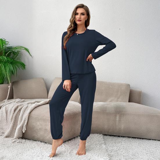2 Piece Women's Pajama Set Long Sleeve Top with Jogger Pants Pjs Set Fall Loose Sleepwear Lounge Set