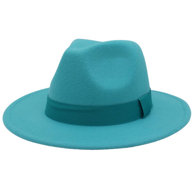 British Jazz Hat Big Eave Hat Square Ribbon French Top Hat Men'S And Women'S Cashmere Felt Hat