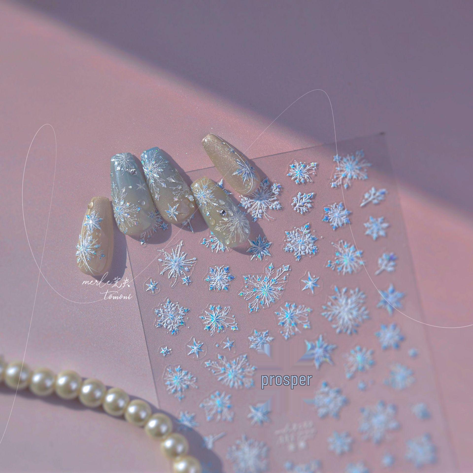 

Tomoni Snowflake Nail Stickers - DIY Japanese Collaboration Metal Nail Art