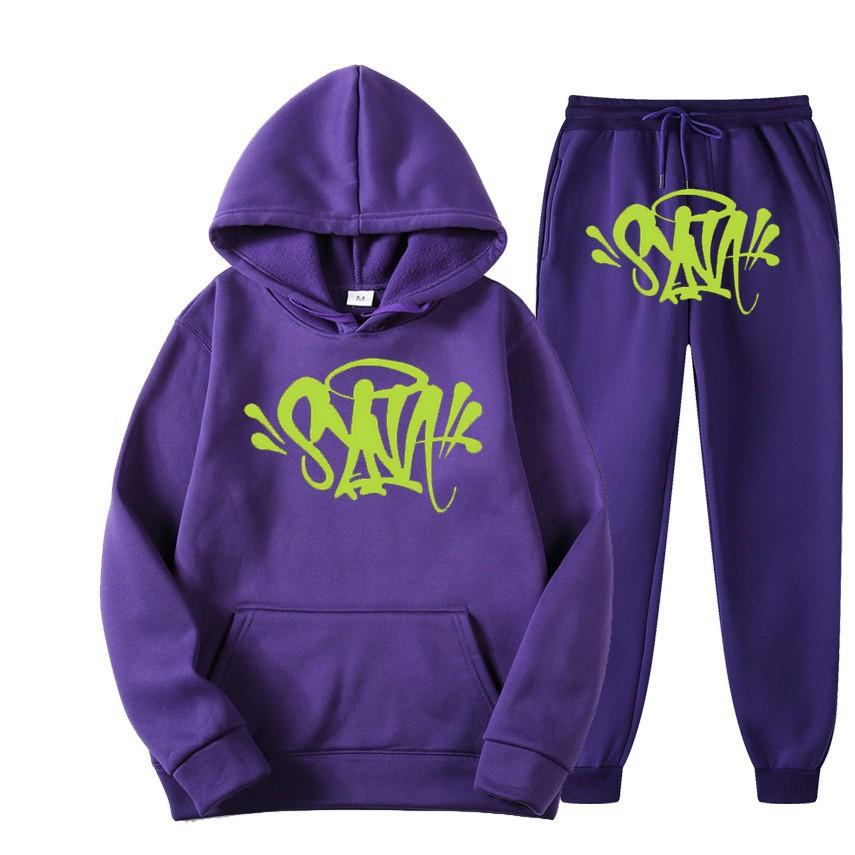 SynaWord High Street Fashion Trendy Brand Suit Men's Ins Trend Hip Hop Hoodie Syna Print Sweater Suit