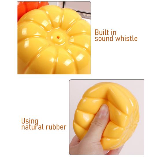 Squeaky Pumpkin Dog Toy Interactive Dog Chew Toy Teeth Cleaning Toy for Aggressive Chewers Puppy Teething