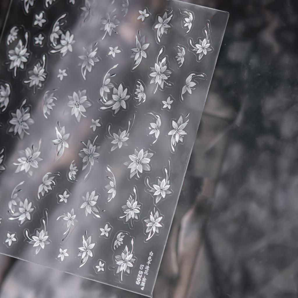 Elegant Silver Butterfly Frame Border Nail Art Stickers Hearts Stars Moon Feather Metal Self Adhesive Decoration Manicure Decal
