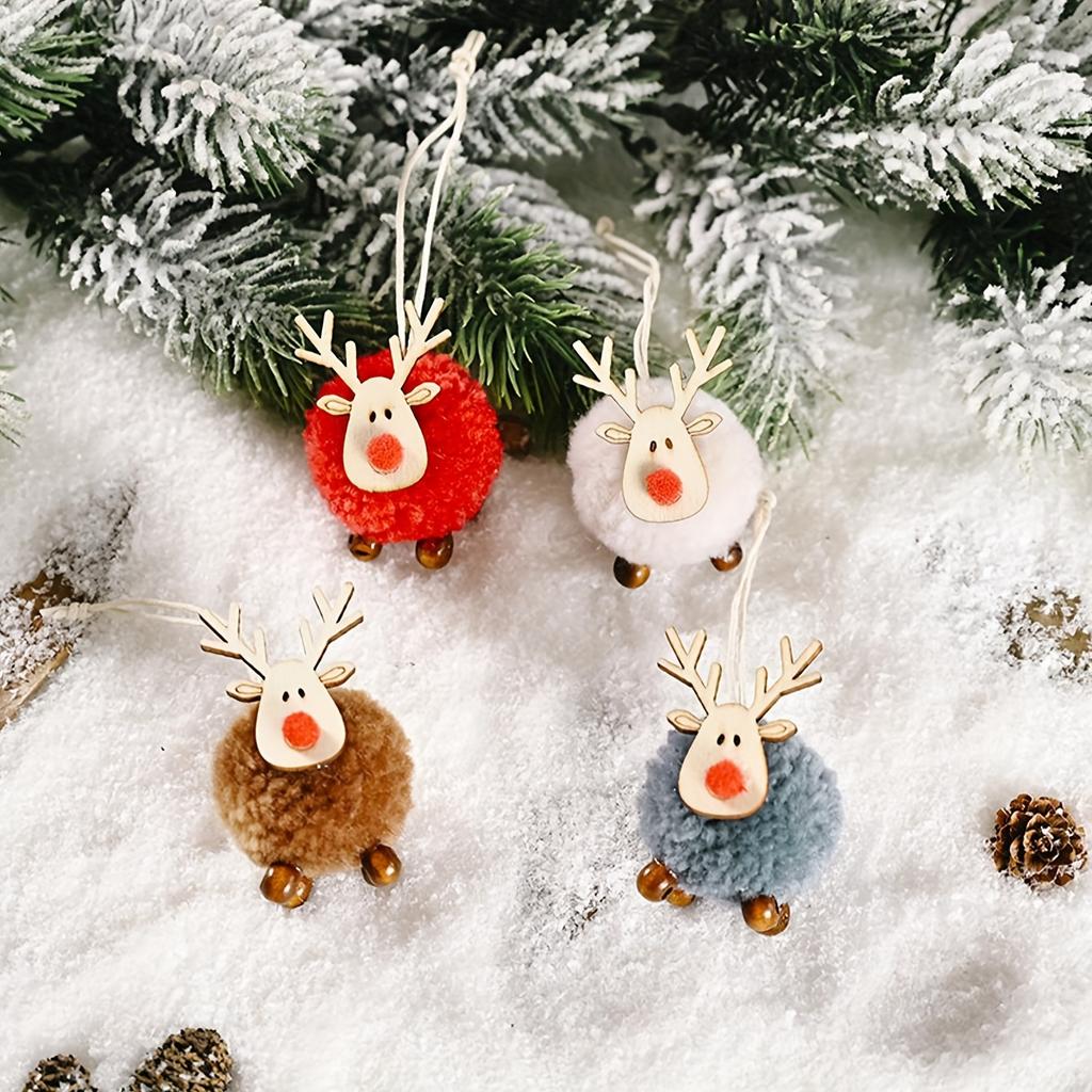 4pcs Adorable Sheep Plush Christmas Ornaments Festive Lamb Decor,Hanging Candy Bag Charms for Tree Home Decoration,Christmas Party Decorations