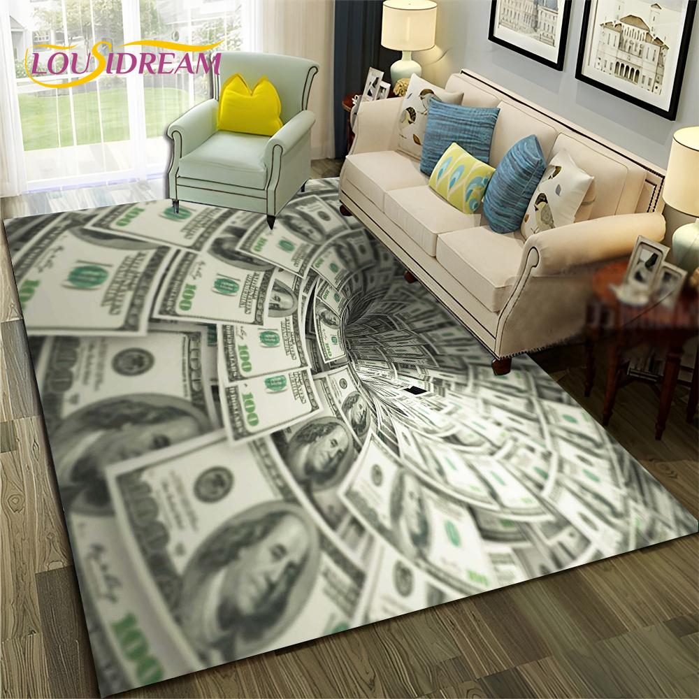 3D Dollar Euro Money  Rich Pattern Carpet Rug for Home Living Room Bedroom Sofa Doormat Decor,Child Area Rug Non-slip Floor Mat