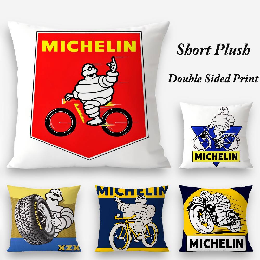 M-MichelinS T-Tyres Pillow Case Plush Fabric Soft Double Sided Print Sofa Cushion Cover Throw Pillow Covers