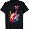 Valentines Day Colorful ASL I Love You Heart Women Unisex T Shirt