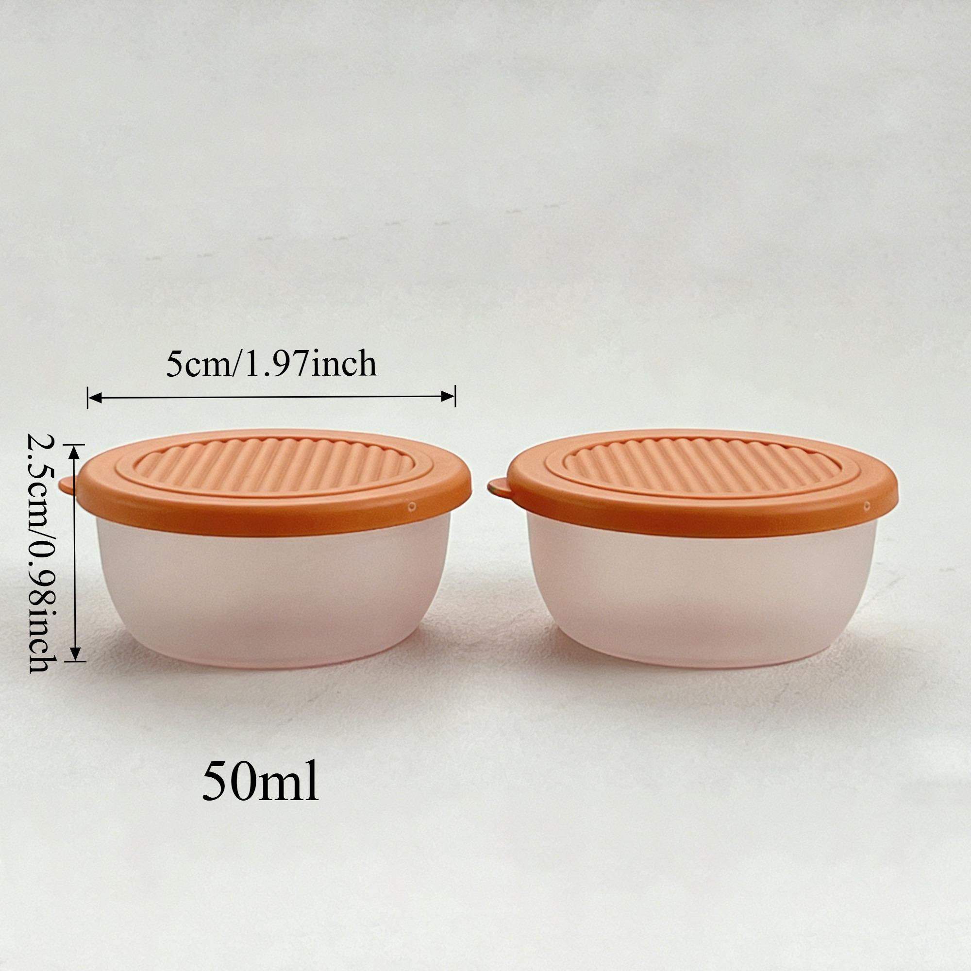 

2/6pcs Round Plastic Seasoning Sauce Container With Lid 50ml Mini Sauce Dish BBQ Picnic Portable Sealed Dipping Sauce Bowl
