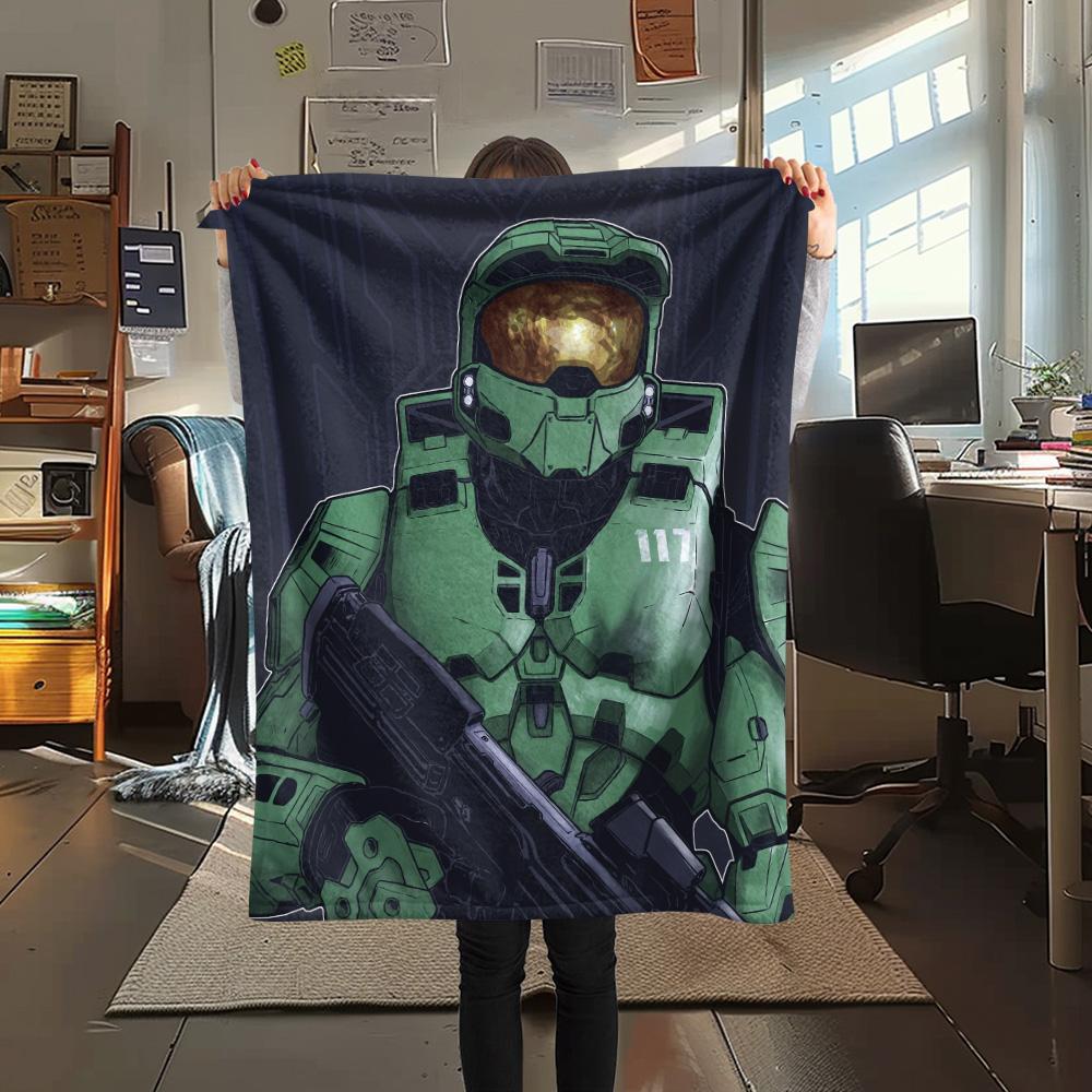 Master Chief  Print Flannel Blanket, High Quality Comfortable for All Seasons, Home Decor, Warmth and Comfort
