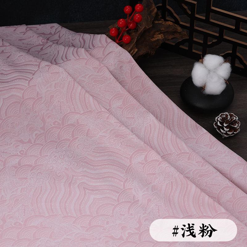 Wave Jacquard Fabric Micro Stretch Breathable By The Meter for Hanfu Dress Horse Face Skirt Sewing Anti Wrinkle Cloth White Red