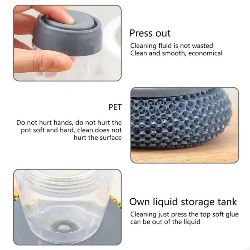 5Pcs Liquid-added Ball Dish Cleaning Brush Press Type Pot Brush Scrubber  Household