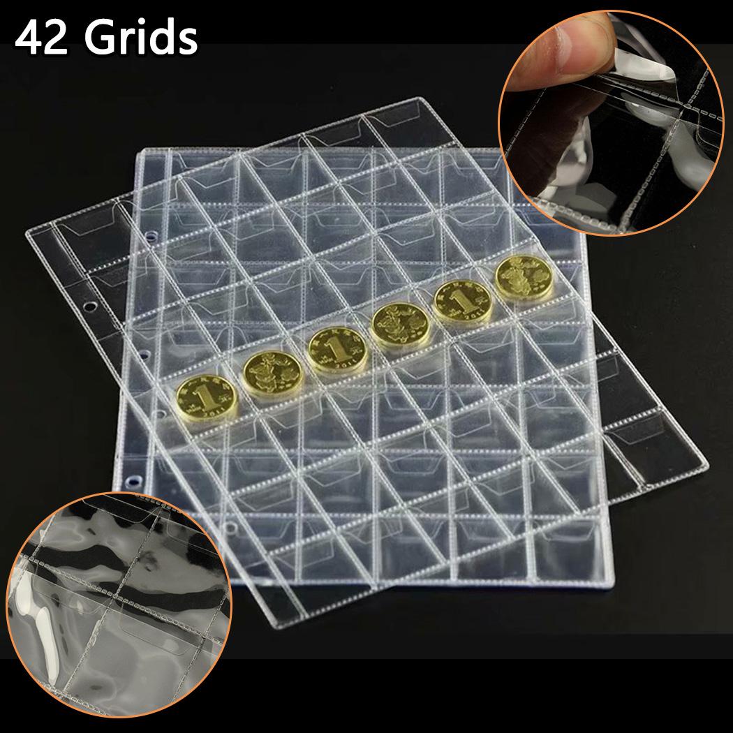 10 Sheets Coin Holder For Pages Made of Clear Plastic Each with 42 Pockets 3 Hole Binder Compatible Coin Storage Wallets China Mainland