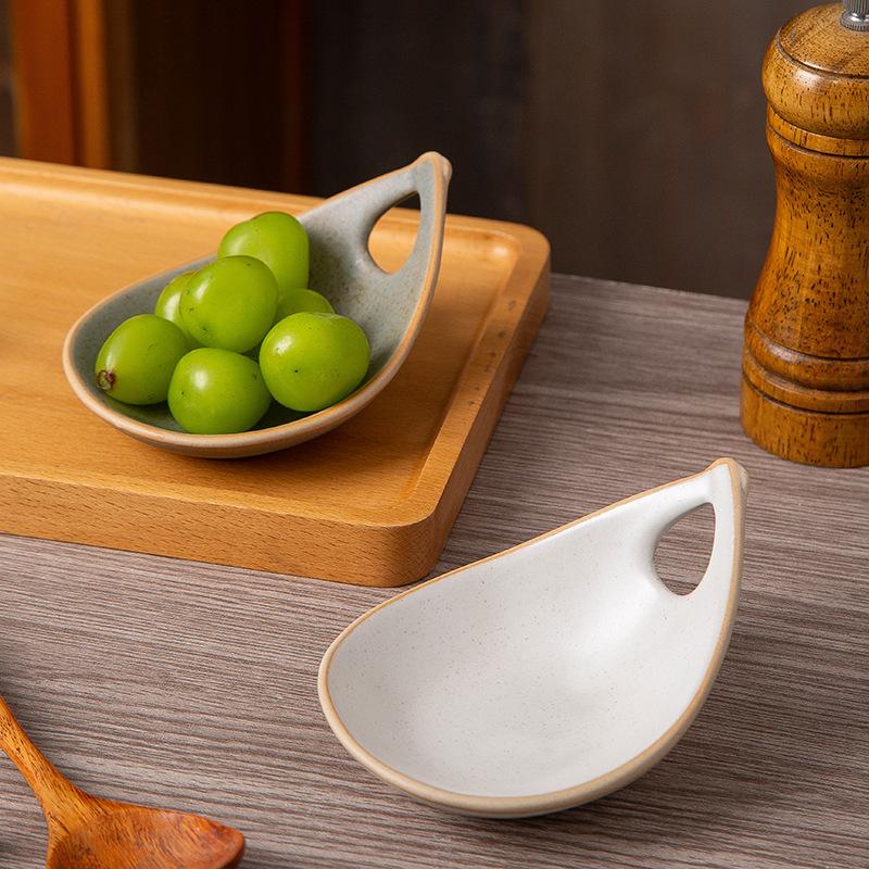 Vintage Ceramic Single Handle Dipping Sauce Dish for Sushi Snacks Home Restaurant Use