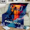 1PC Custom Name "Fire Ice Basketball Leap" Flannel Blanket Versatile,all-season Throw Suitable for the Living Room,bedroom,camping,travel,and Gift