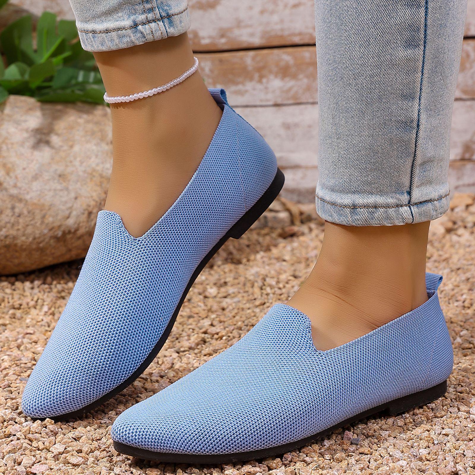 Women s Breathable Flyknit Pointed Toe Flats - Versatile, Comfortable Summer New Arrivals 40
