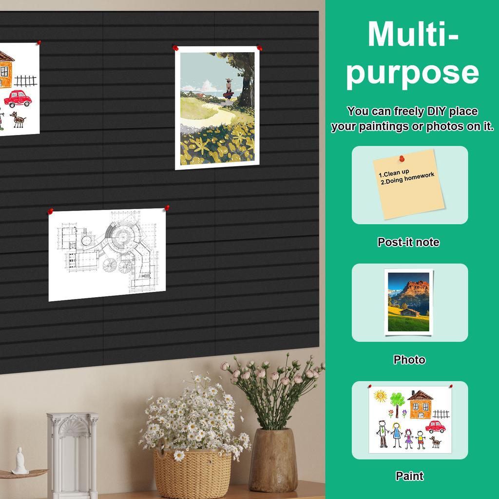 12Pcs Felt Wall Stickers School Works Display Bulletin Board Photo Wall Backdrop Message Soft Wooden Board for Home and Office