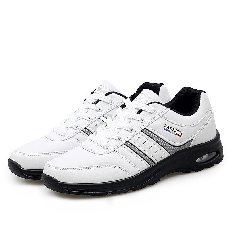 

2025 новые модные мужские повседневные туфли на воздушной подушке с подошвой из ПУ говяжьих сухожилий, низкие мужские туфли, дышащая спортивная обувь, одиночные туфли большого размера 38 белый
