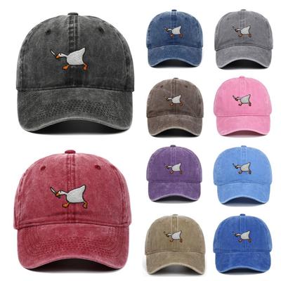 Casquette de Baseball Broderie Oie Blanche Casquette Snapback Réglable Mode Chapeau à Visière Courte Femmes