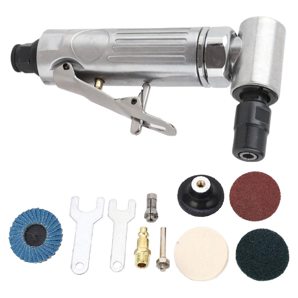 Pneumatic Grinding Set Right Angle Air Die Grinder 0.3HP Motor 1 4 1 8 Chuck Adjustable Speed