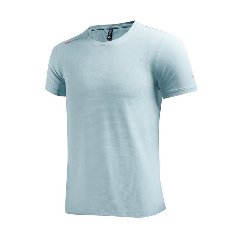 

2025 Men s Summer Ice Silk Short Sleeve Round Neck Casual Sports T-Shirt XL джинсовий синього кольору