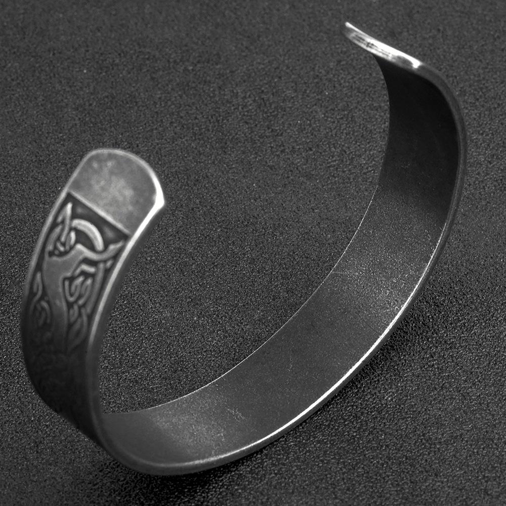 Severský vikingský náramek s dvojitým vlkem - Pánský náramek z nerezové oceli v retro designu