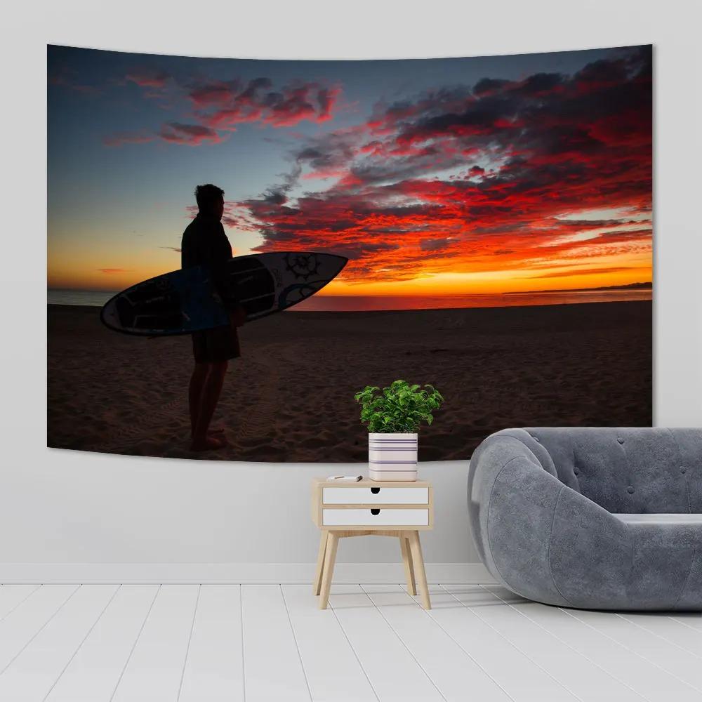 Sunset Wave Surfer Hanging Cloth Bedroom Living Room Tapestry Home Wall Decoration Tapestry