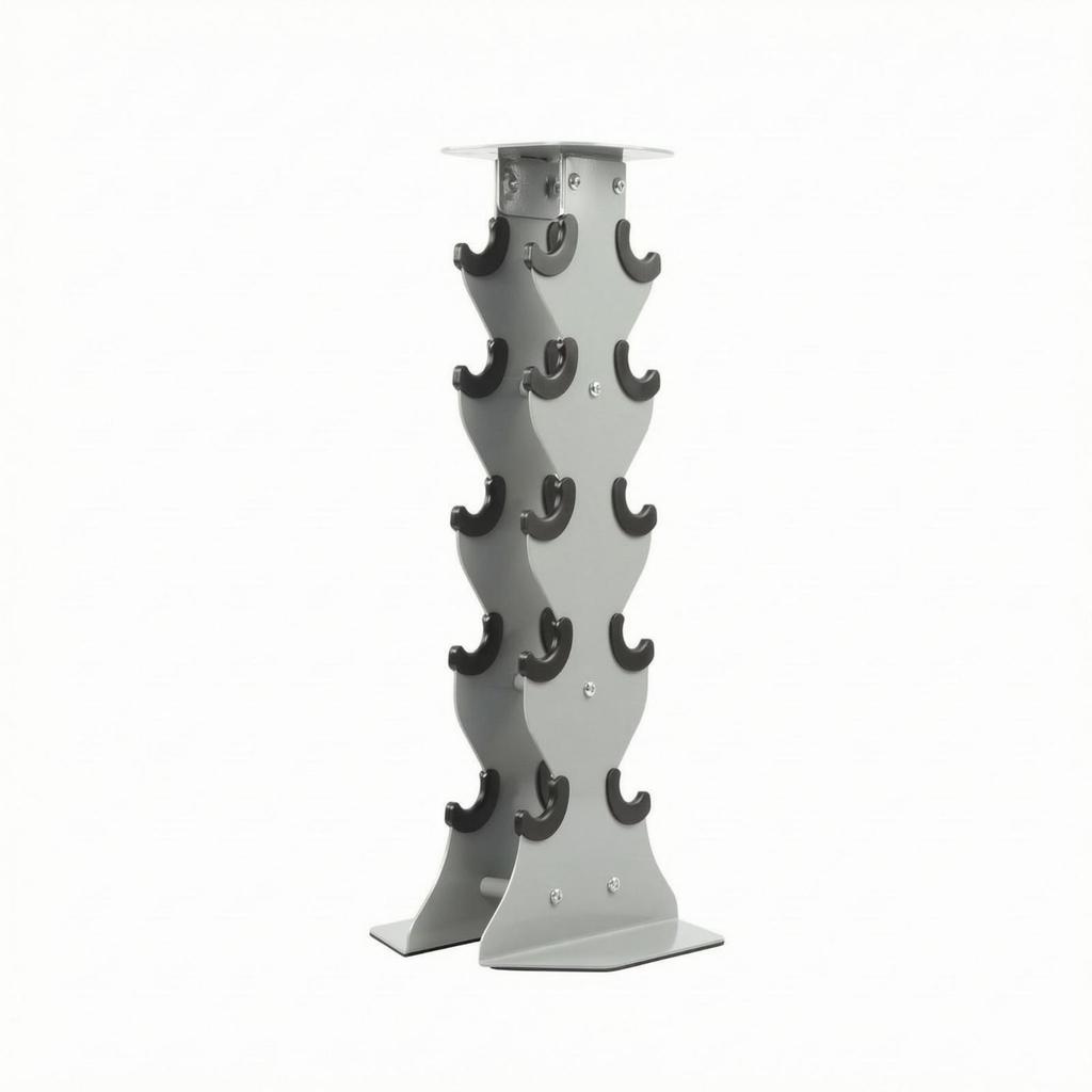 5 Pair Dumbbell Rack Gray Upright Curved Holders for Home Gym
