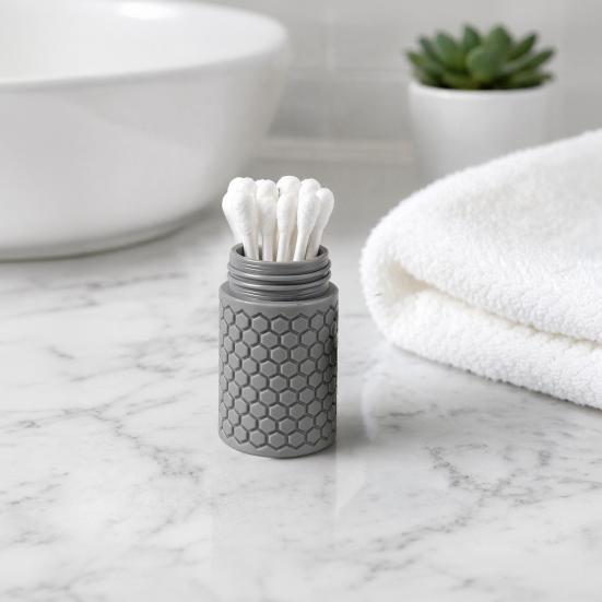 3D Printed Cotton Swab Storage Box, Mini Dustproof Spiral Cap Organizer, Honeycomb Appearance Container for Travel Cosmetic Bags Small Item
