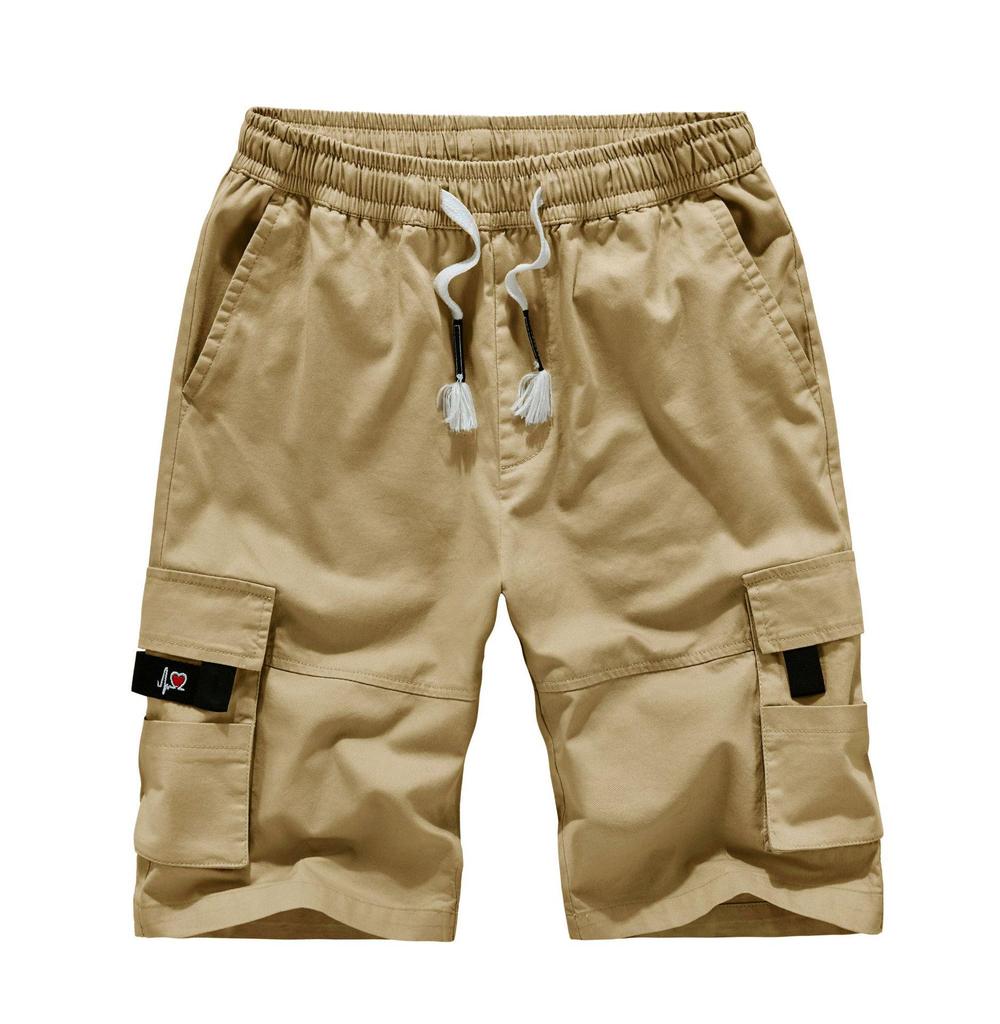 Pantaloncini da lavoro da uomo in cotone a vestibilità larga con tasche multiple