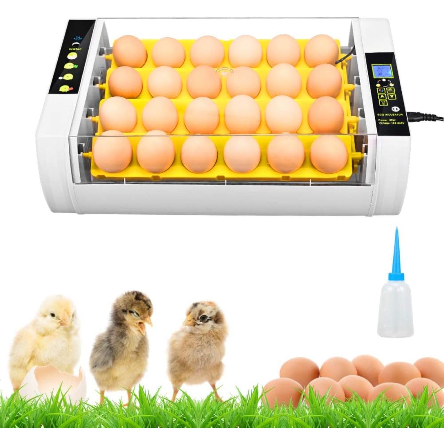 Egg Incubator 24 LED High-Efficiency Automatic Rotary Ventilation Control Poultry Hatcher with Temperature Function for Chicken/Duck/Quail Eggs 24-egg incubator
