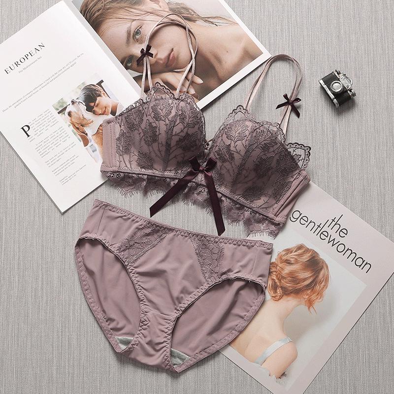 

Очаровательный кружевной комплект пуш-ап бюстгальтера и трусиков: Удобный дизайн без косточек для подростков и маленькой груди 36/80 [AB Universal Cup]