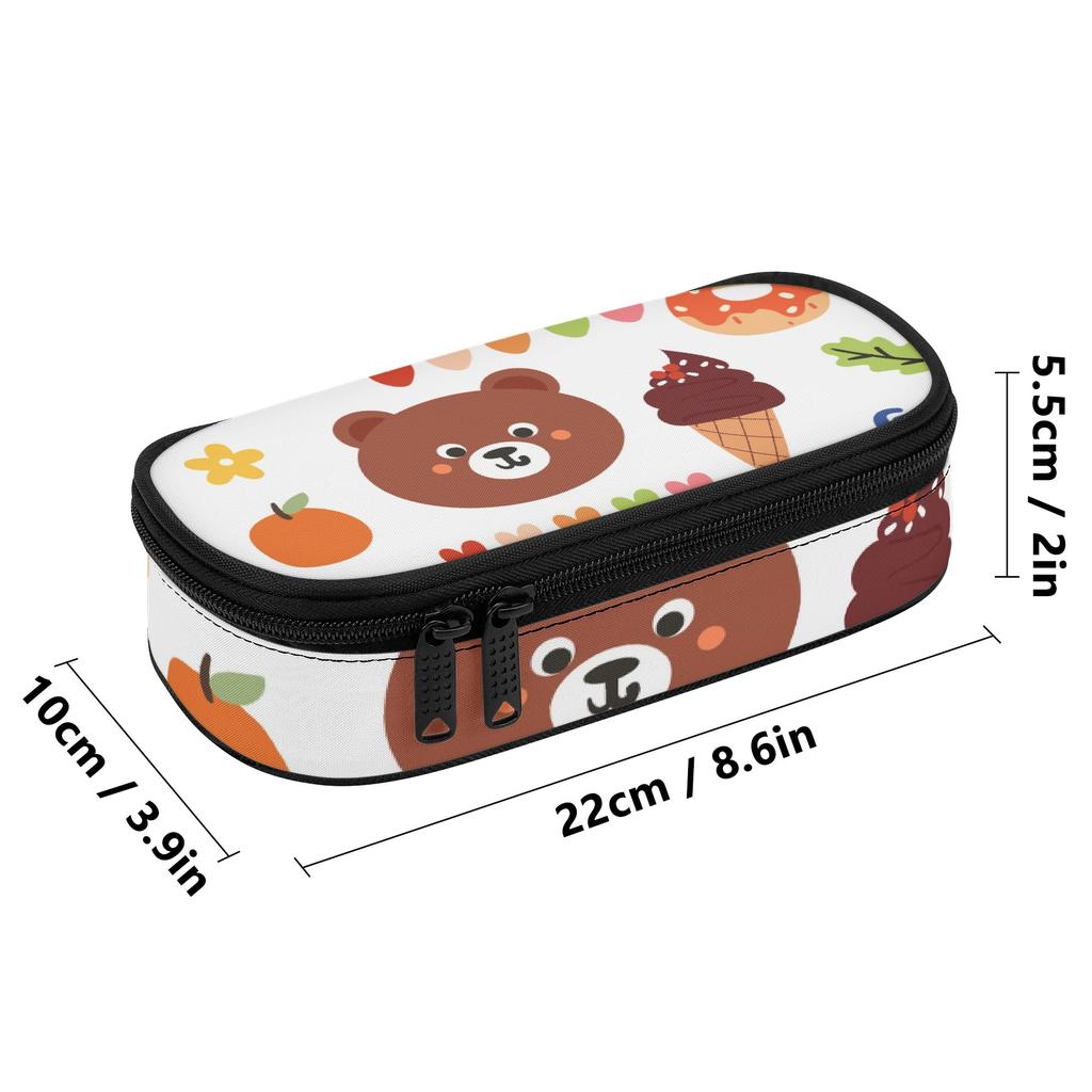 Pen Case Printed Large Capacity 300D Polyester Smooth Zipper with Mesh Pocket Removable Divider and Pen Slots for Daily School Use