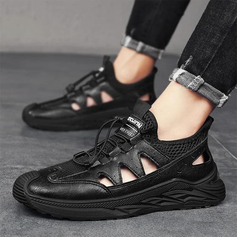 Fashion Summer Autumn Men's Mesh Casual Sneakers Breathable Sports Slippers for Men Lace-up Outdoor Male Non-slip Sneaker New Fashion