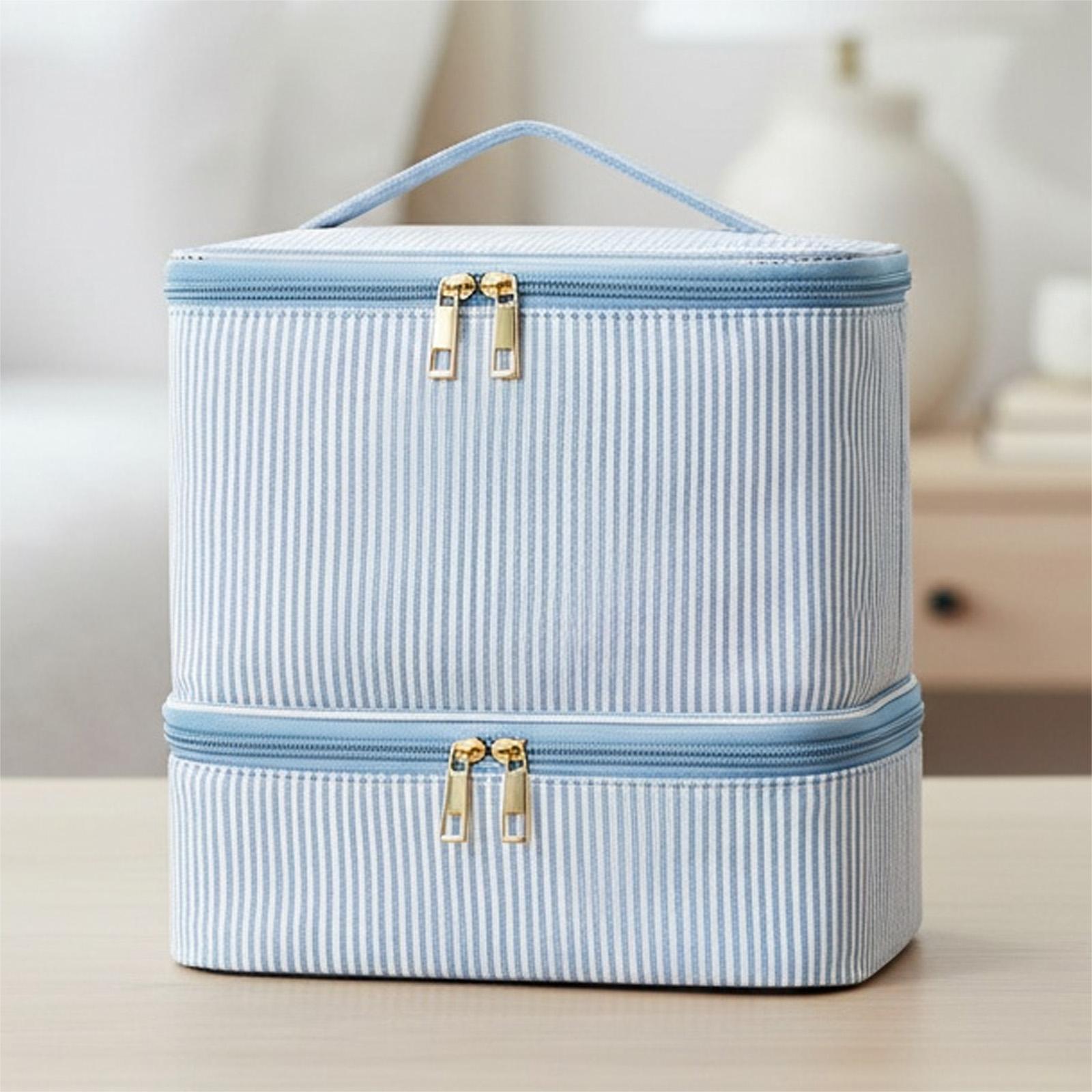 Double Layer Pu Leather Nail Polish Storage Organizer with Handles Gel Nail Polish Bag for Women Manicure Supplies