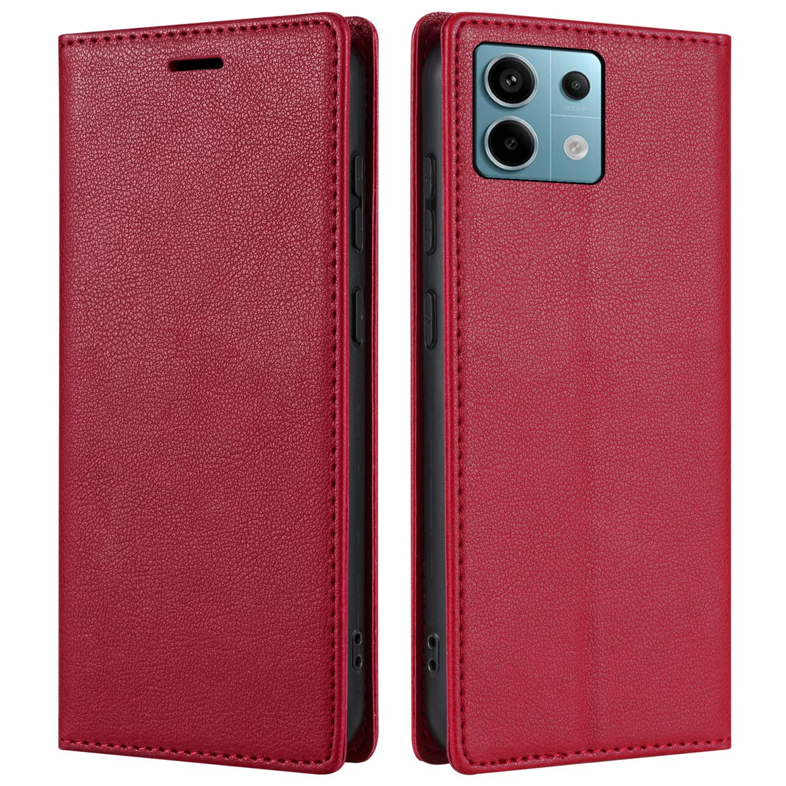 

BKS-001 Для Xiaomi Redmi Note 13 5G Чехол Ударопрочная Кожаная Обложка с Магнитной Застежкой Red